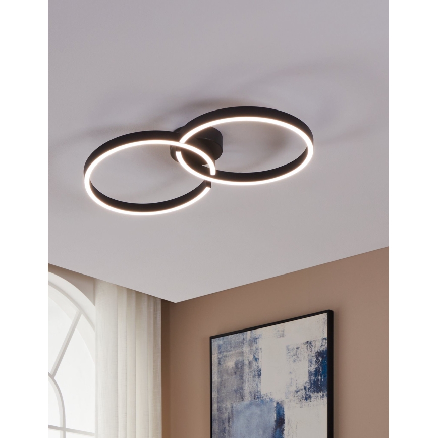 Eglo 900955 - LED RGBW Dimmable φωτιστικό οροφής LED/19,5W/230V 2700-6500K μαύρο + τηλεχειριστήριο