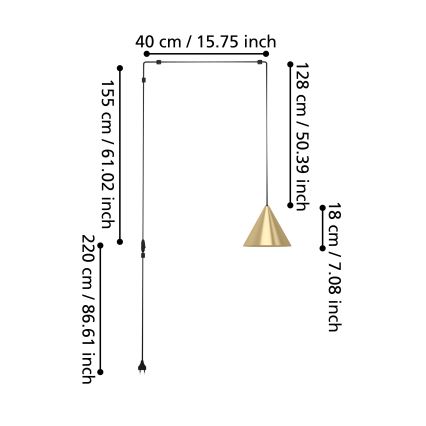 Eglo - Πολύφωτο με συρματόσχοινο 1xE27/40W/230V