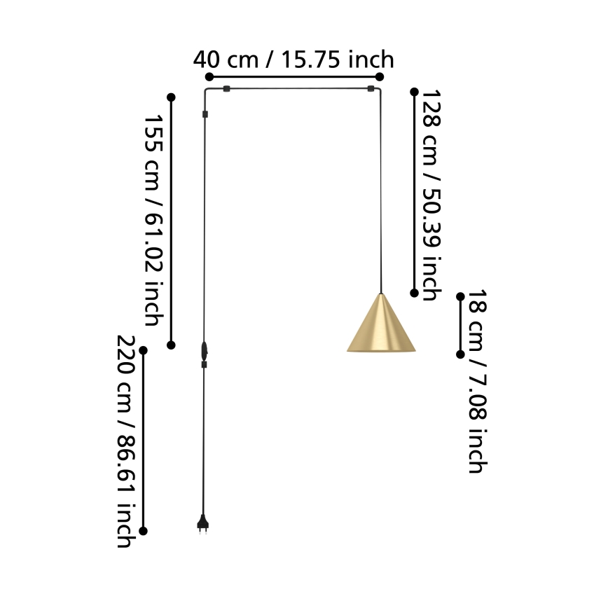 Eglo - Πολύφωτο με συρματόσχοινο 1xE27/40W/230V