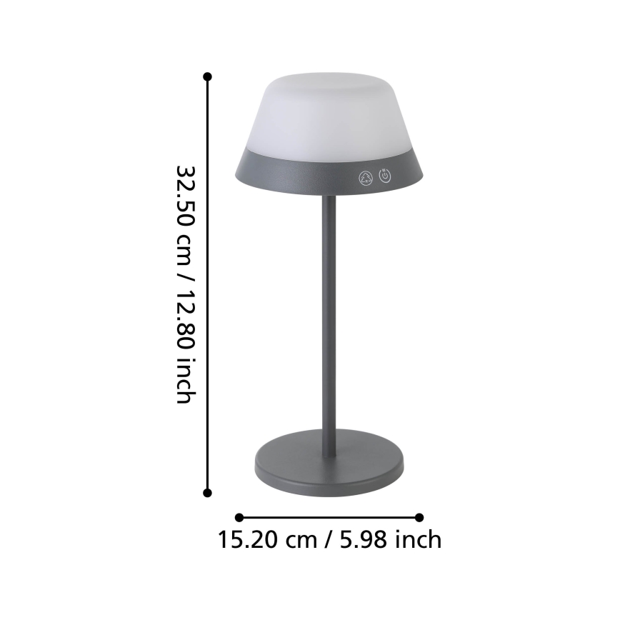 Eglo - LED RGBW Dimming αφής Εξωτερικού χώρου φωτιστικό 2σε1 LED/1,5W/5V 2600 mAh IP54 γκρι
