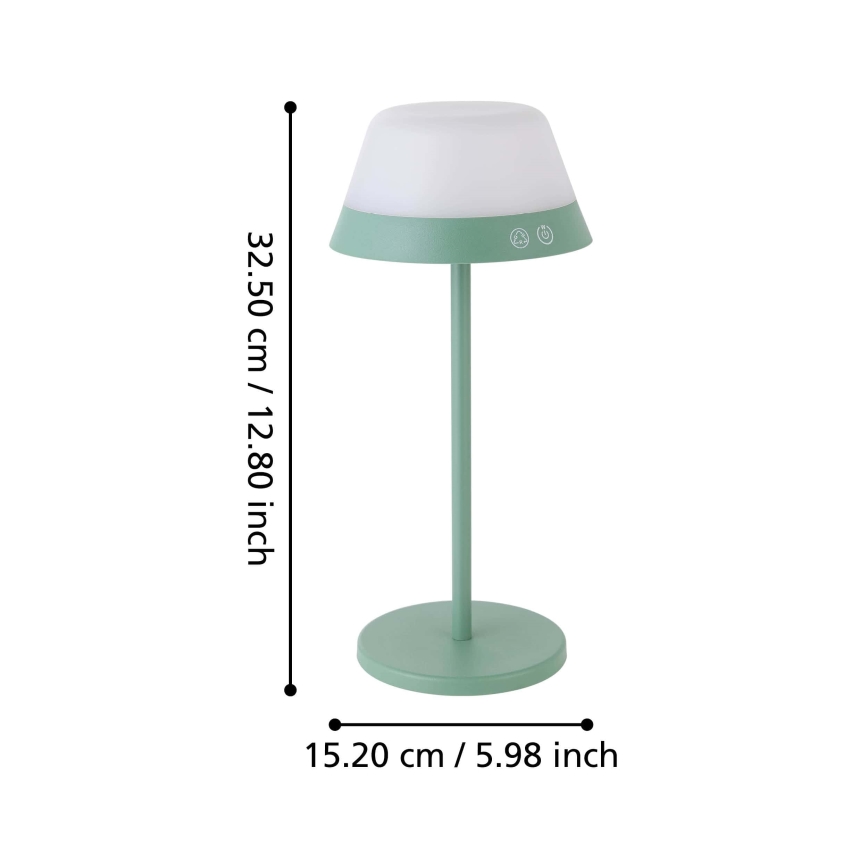Eglo - LED RGBW Dimmable φωτιστικό αφής εξωτερικού χώρου 2in1 LED/1,5W/5V 2600 mAh IP54 πράσινο