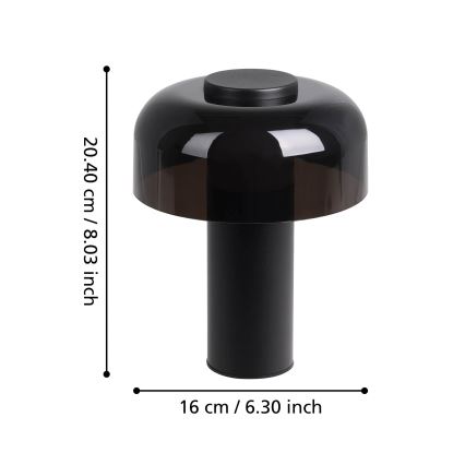 Eglo - LED Dimmable φωτιστικό αφής εξωτερικού χώρου LED/2,25W/5V 2400-4000K 5200 mAh IP44 μαύρο