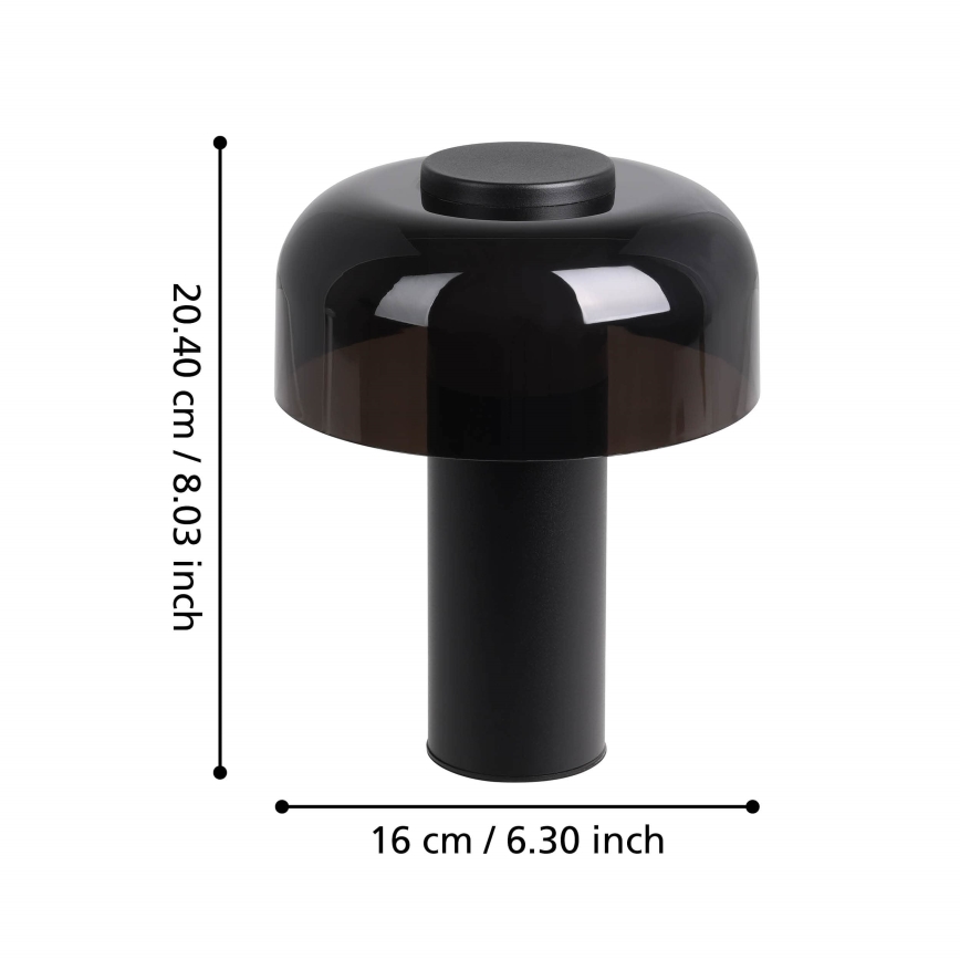 Eglo - LED Dimmable φωτιστικό αφής εξωτερικού χώρου LED/2,25W/5V 2400-4000K 5200 mAh IP44 μαύρο