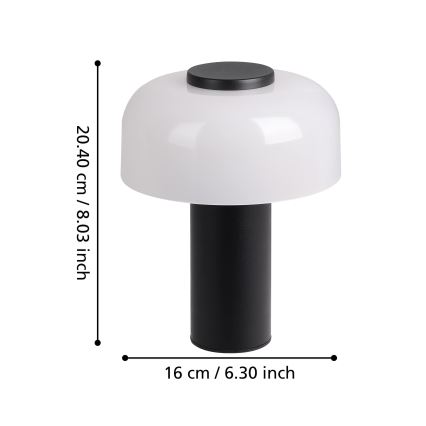 Eglo - LED Dimmable φωτιστικό αφής εξωτερικού χώρου LED/2,25W/5V 2400-4000K 5200 mAh IP44 μαύρο/λευκό