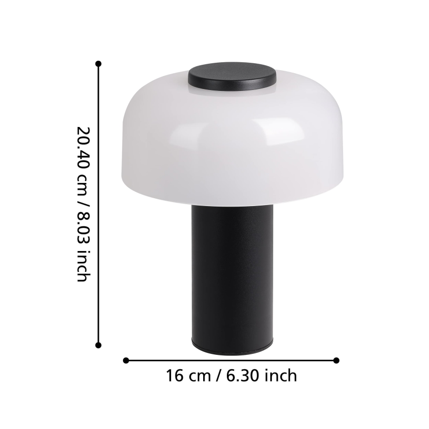 Eglo - LED Dimmable φωτιστικό αφής εξωτερικού χώρου LED/2,25W/5V 2400-4000K 5200 mAh IP44 μαύρο/λευκό