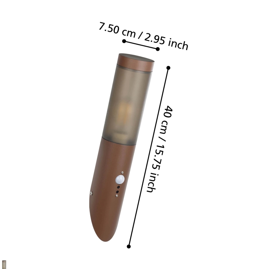 Eglo - Εξωτερικό επιτοίχιο φωτιστικό με αισθητήρα 1xE27/15W/230V IP44