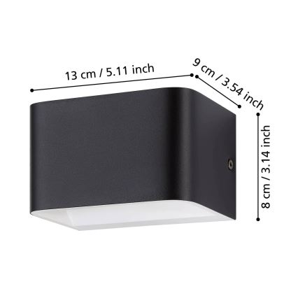 Eglo - Φωτιστικό τοίχου LED LED/6W/230V 3000K μαύρο