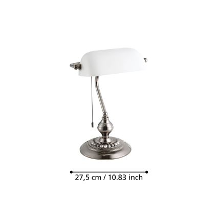 Eglo - Eπιτραπέζιο φωτιστικό 1xE27/60W/230V λευκό/γυαλιστερό χρώμιο