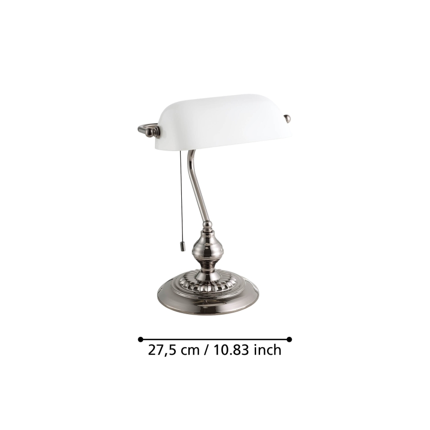 Eglo - Eπιτραπέζιο φωτιστικό 1xE27/60W/230V λευκό/γυαλιστερό χρώμιο