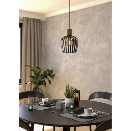 Eglo - Κρεμαστό φωτιστικό οροφής 1xE27/40W/230V μαύρο/χρυσό