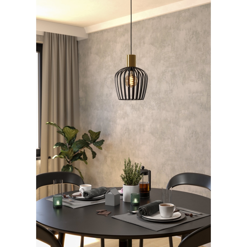 Eglo - Κρεμαστό φωτιστικό οροφής 1xE27/40W/230V μαύρο/χρυσό