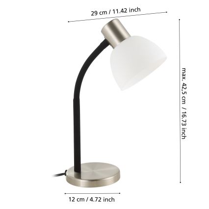 Eglo - Επιτραπέζιο φωτιστικό 1xE14/25W/230V μαύρο/ματ χρώμιο