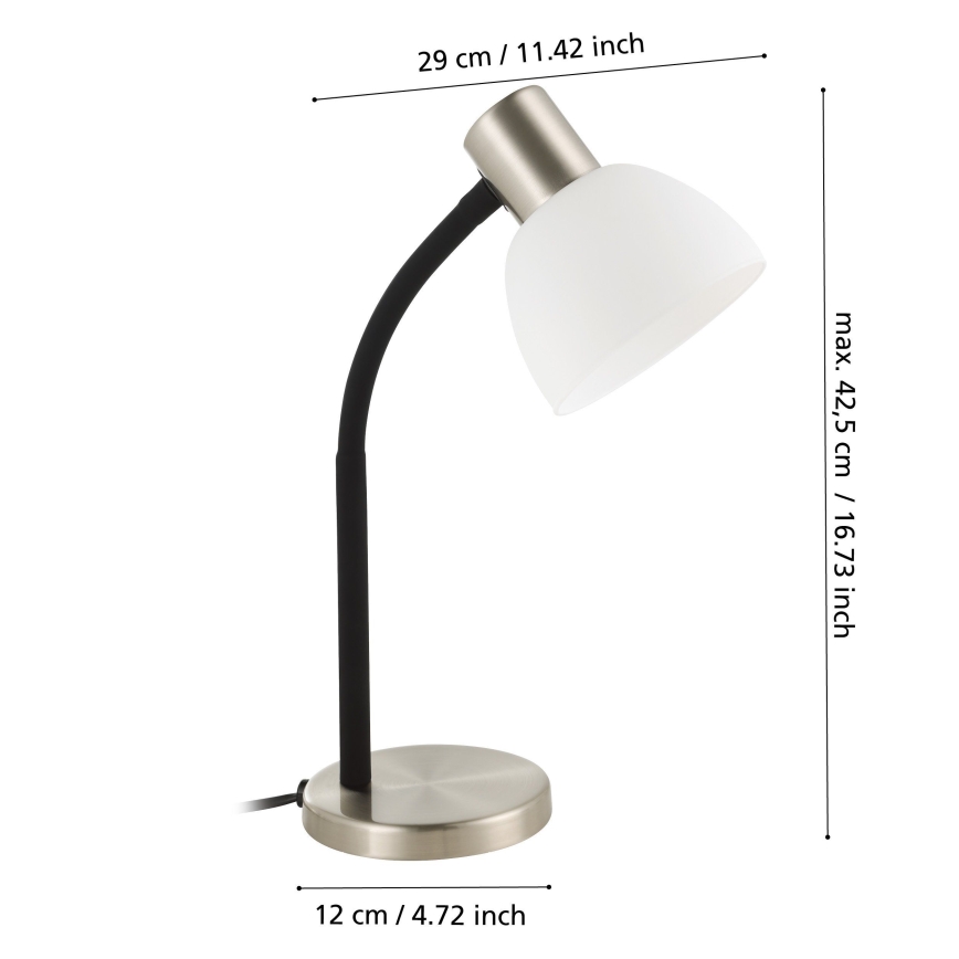 Eglo - Επιτραπέζιο φωτιστικό 1xE14/25W/230V μαύρο/ματ χρώμιο