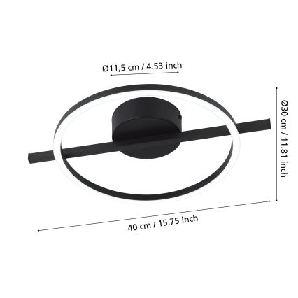 Eglo - LED RGBW Dimmable φωτιστικό οροφής LED/17W/230V 2700-6500K μαύρο + τηλεχειριστήριο