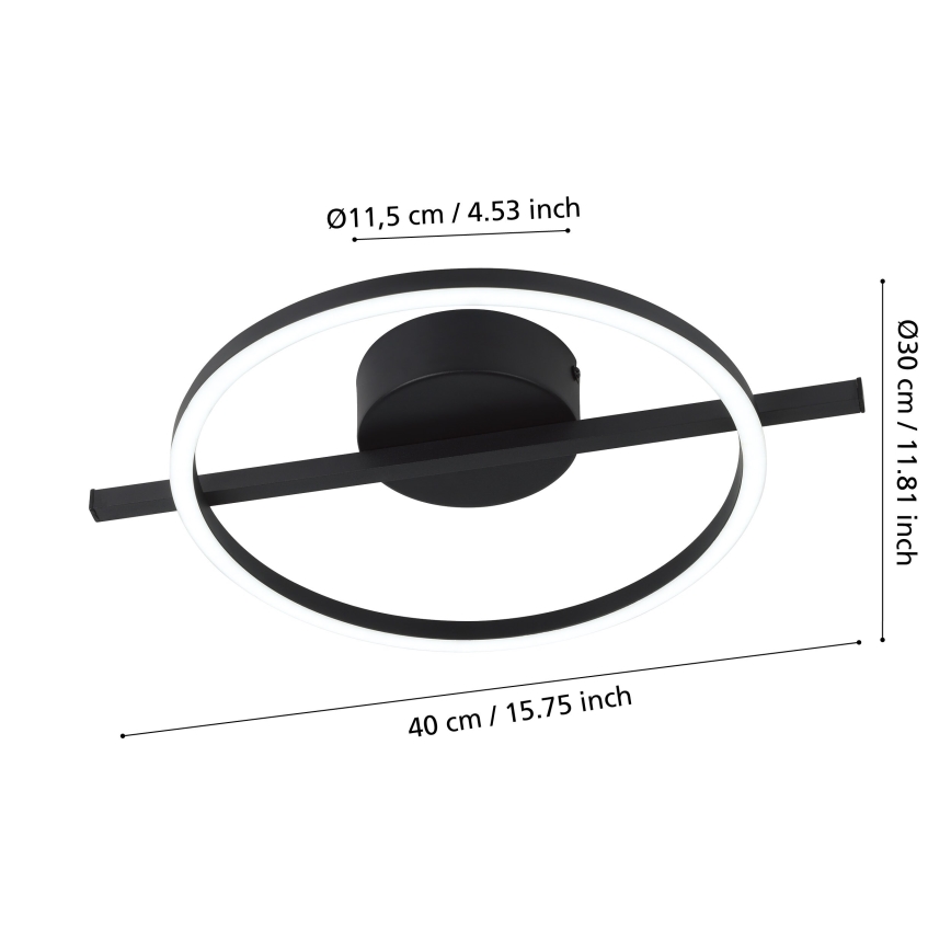 Eglo - LED RGBW Dimmable φωτιστικό οροφής LED/17W/230V 2700-6500K μαύρο + τηλεχειριστήριο
