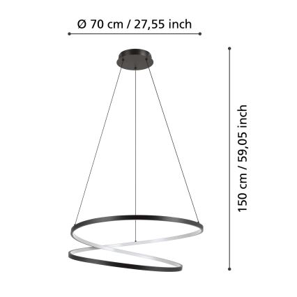 Eglo -  Κρεμαστό φωτιστικό οροφής LED LED/42W/230V 3000K μαύρο