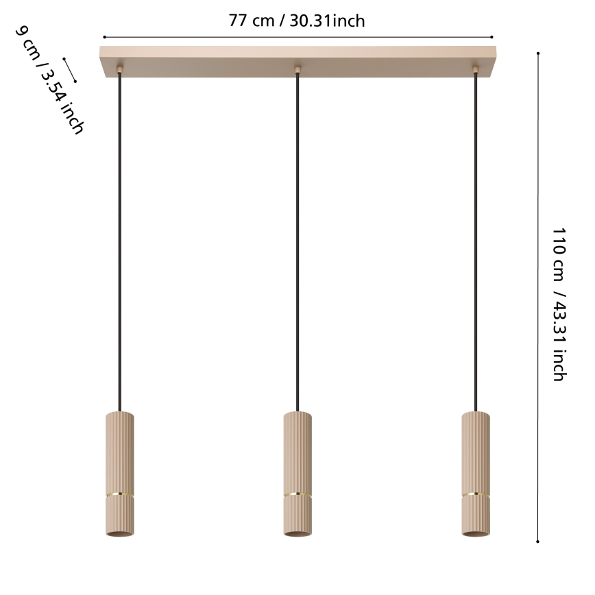Eglo -  Κρεμαστό φωτιστικό οροφής LED 3xGU10/5W/230V 3000K μπεζ