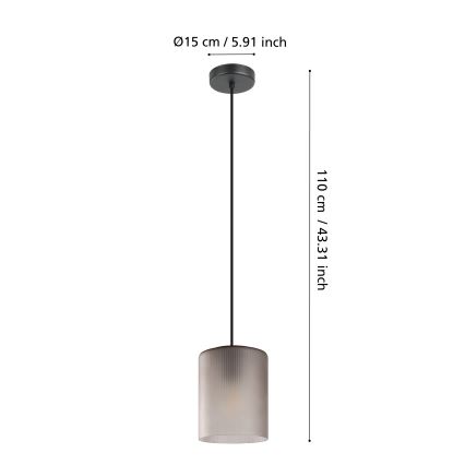 Eglo - Κρεμαστό φωτιστικό οροφής 1xE27/40W/230V γκρι