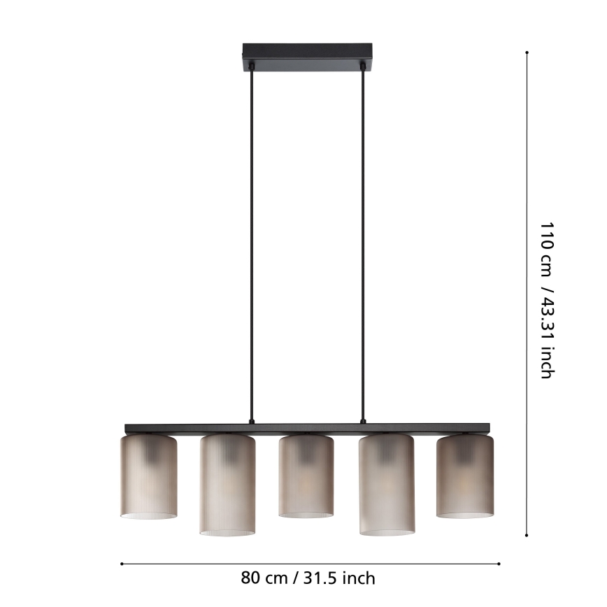 Eglo - Κρεμαστό φωτιστικό οροφής COLOMERA 5xE27/40W/230V γκρι
