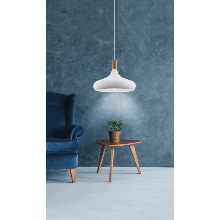Eglo - Κρεμαστό φωτιστικό οροφής 1xE27/40W/230V διάμετρος 40 cm λευκό - FSC πιστοποιημένο