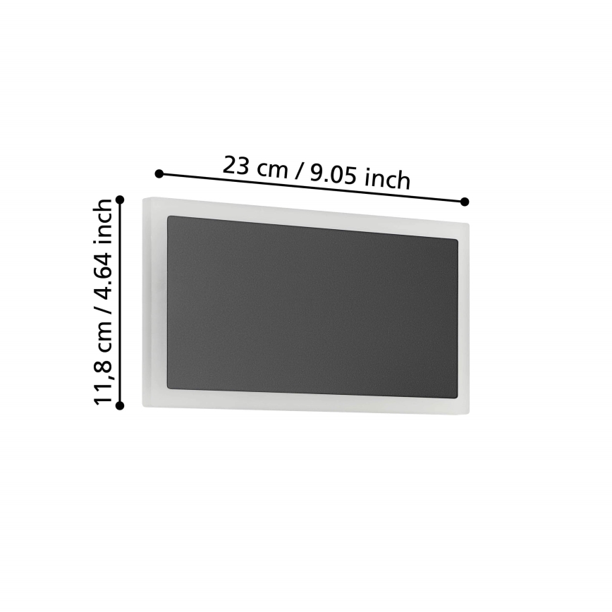 Eglo - Φωτιστικό τοίχου LED LED/12W/230V 3000K 12x23 cm μαύρο