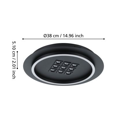 Eglo - LED Dimmable φωτιστικό οροφής LED/21,4W/230V 2700-6500K μαύρο + τηλεχειριστήριο
