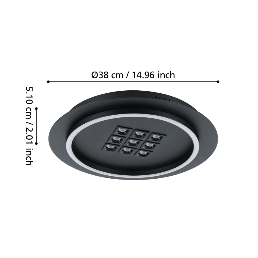 Eglo - LED Dimmable φωτιστικό οροφής LED/21,4W/230V 2700-6500K μαύρο + τηλεχειριστήριο