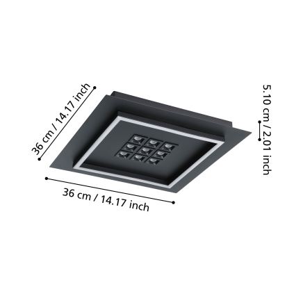 Eglo - LED Dimmable φωτιστικό οροφής LED/21,4W/230V 2700-6500K μαύρο + τηλεχειριστήριο