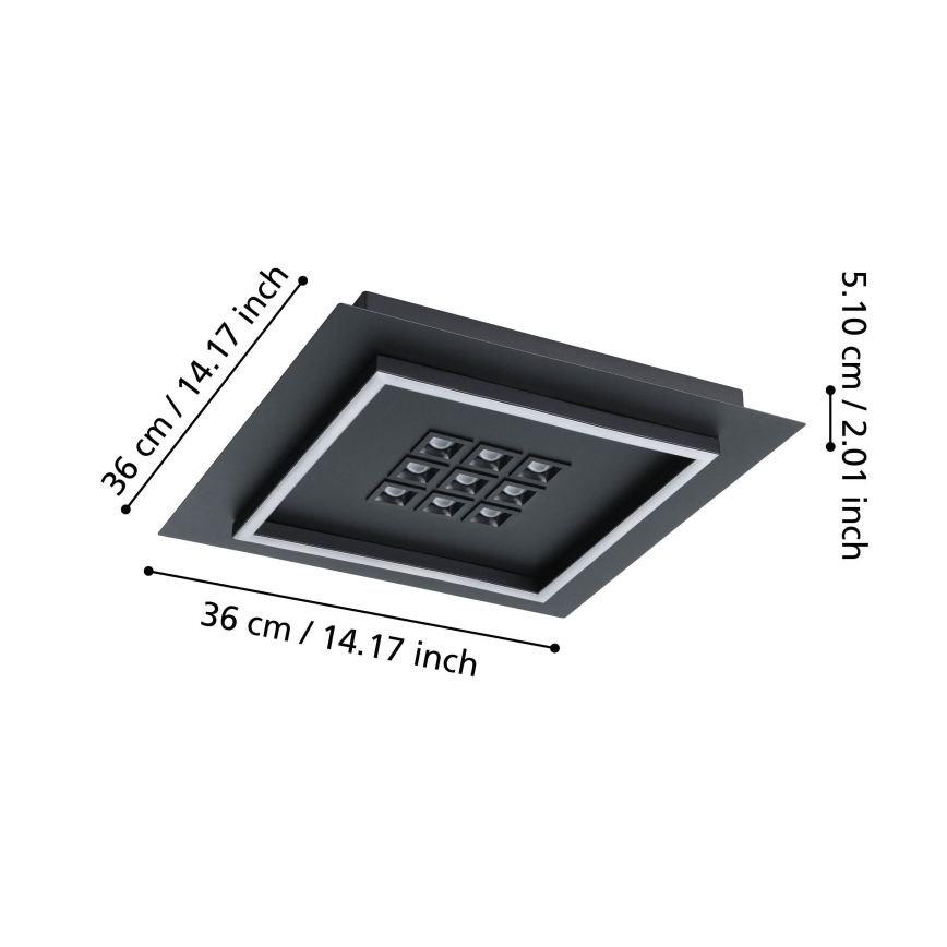 Eglo - LED Dimmable φωτιστικό οροφής LED/21,4W/230V 2700-6500K μαύρο + τηλεχειριστήριο