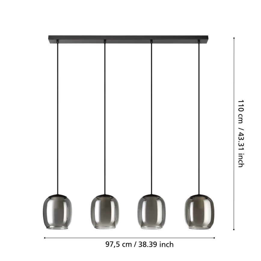 Eglo - Κρεμαστό φωτιστικό οροφής 4xE27/28W/230V γκρι