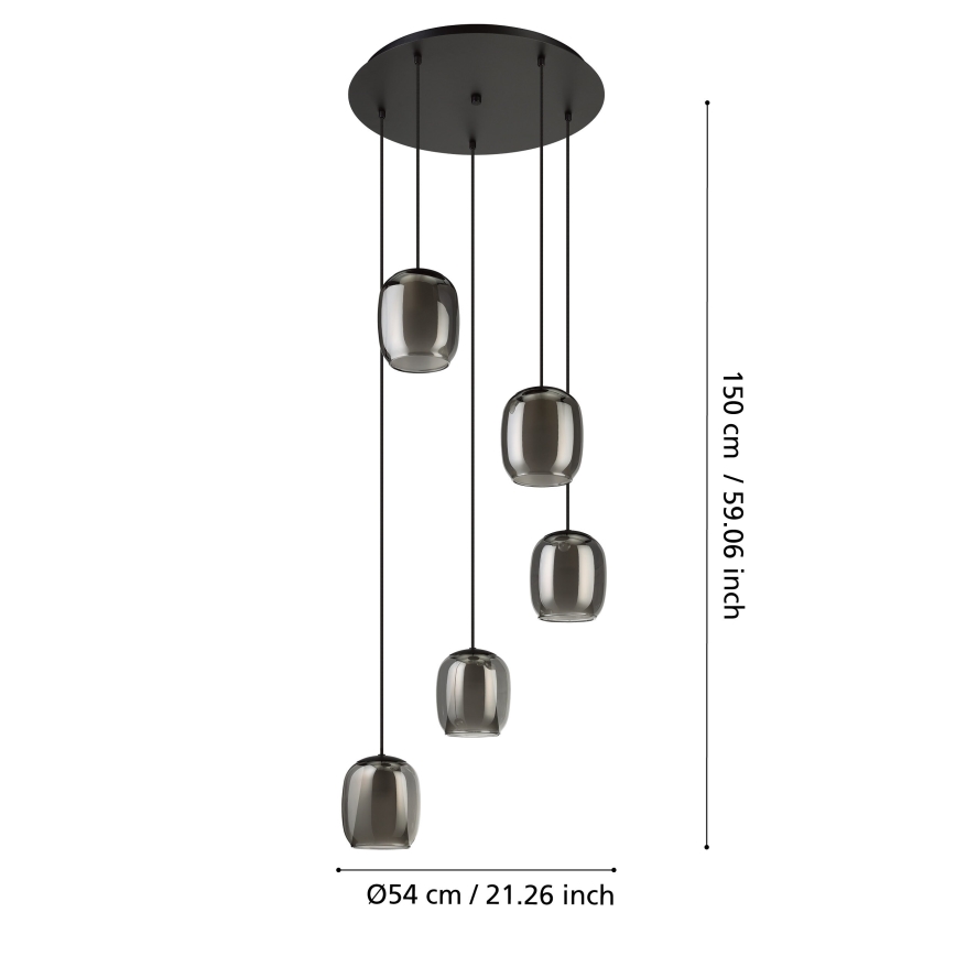 Eglo - Κρεμαστό φωτιστικό οροφής 5xE27/28W/230V γκρι