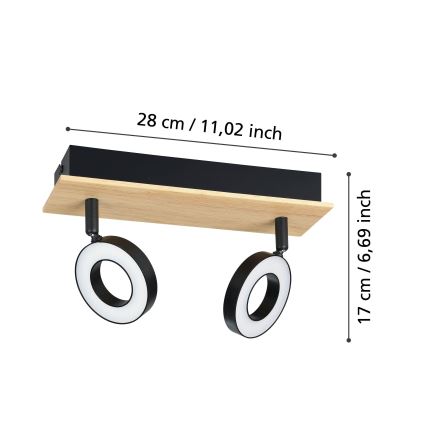 Eglo - LED σποτ φωτιστικό 2xLED/4,2W/230V μαύρο/καφέ