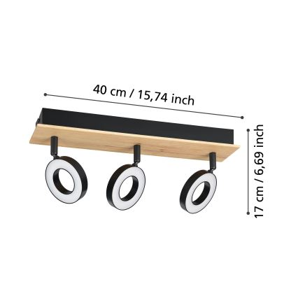 Eglo - Φωτιστικό σποτ LED 3xLED/4,2W/230V μαύρο/καφέ