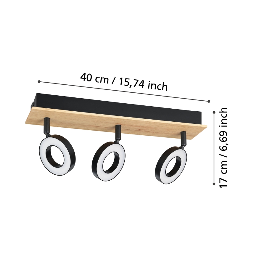 Eglo - Φωτιστικό σποτ LED 3xLED/4,2W/230V μαύρο/καφέ