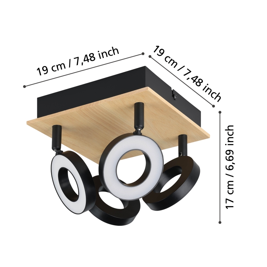 Eglo - LED σποτ φωτιστικό 4xLED/4,2W/230V μαύρο/καφέ
