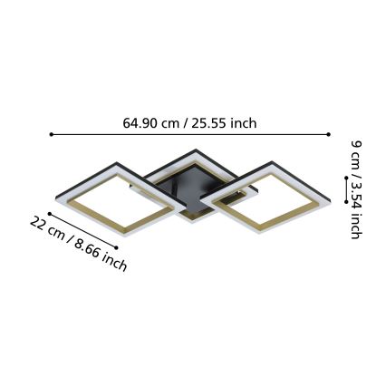 Eglo - LED Dimmable φωτιστικό οροφής LED/20W/230V 4000K μαύρο/χρυσό