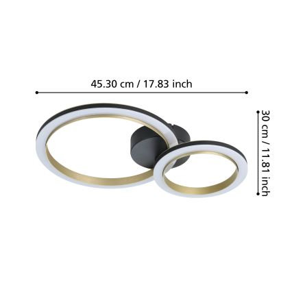 Eglo - LED Dimmable φωτιστικό οροφής LED/12W/230V 4000K μαύρο/χρυσό