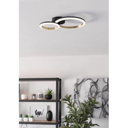 Eglo - LED Dimmable φωτιστικό οροφής LED/12W/230V 4000K μαύρο/χρυσό