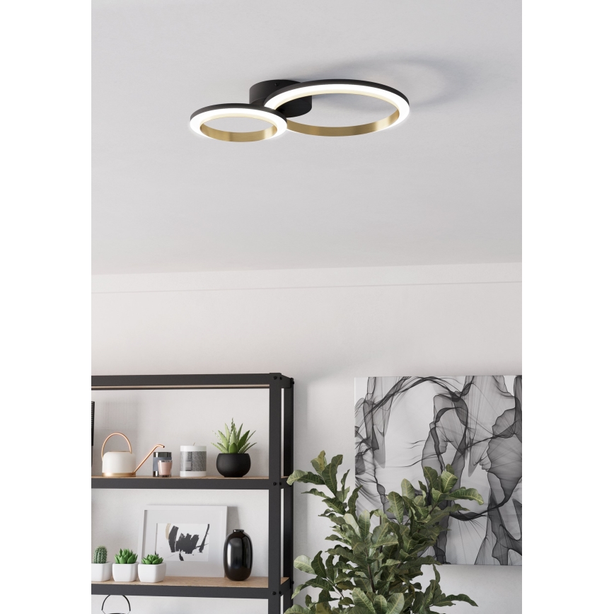 Eglo - LED Dimmable φωτιστικό οροφής LED/12W/230V 4000K μαύρο/χρυσό