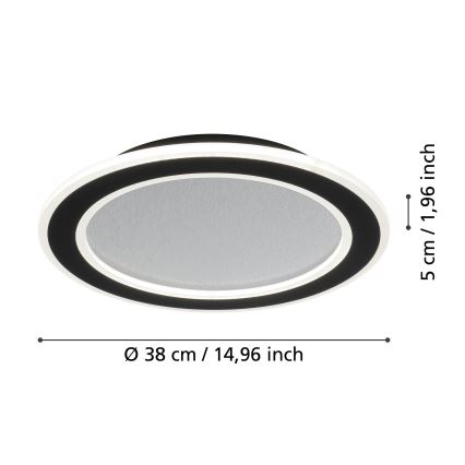 Eglo - LED Dimmable φωτιστικό οροφής LED/20W/230V 2700-6500K μαύρο + τηλεχειριστήριο