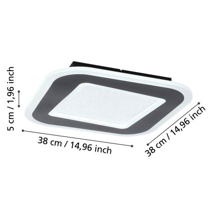 Eglo - LED Dimmable φωτιστικό οροφής LED/20W/230V 2700-6500K μαύρο + τηλεχειριστήριο