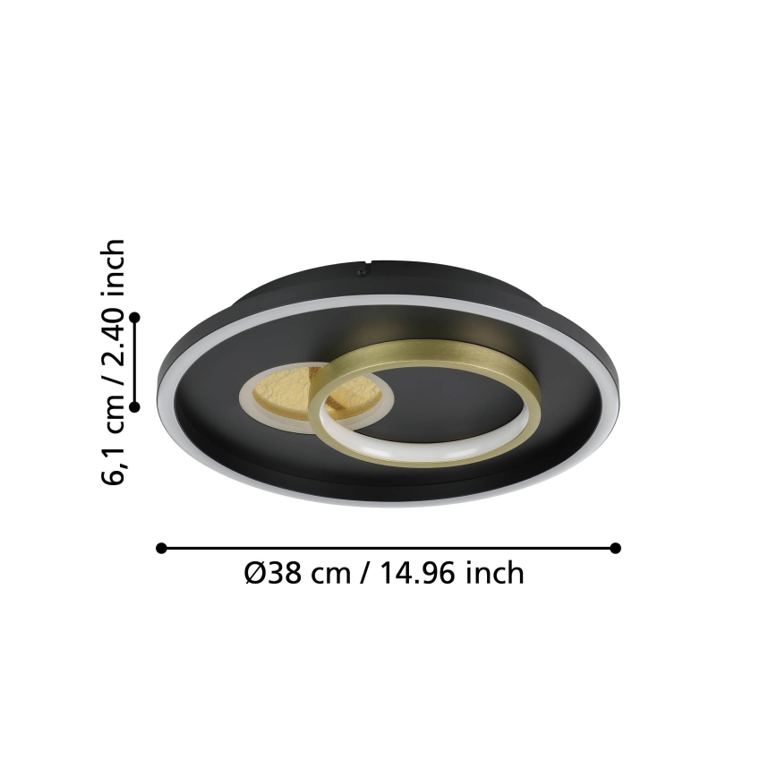 Eglo - Φωτιστικό οροφής LED 1xLED/14W/230V + 1xLED/8,5W διάμετρος 38 cm μαύρο/χρυσό