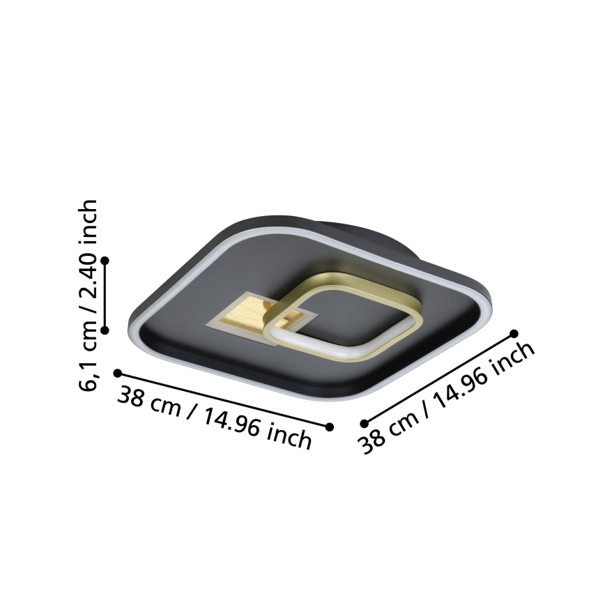 Eglo - Φωτιστικό οροφής LED LED/16,2W/230V + LED/9,2W 38x38 cm μαύρο/χρυσό