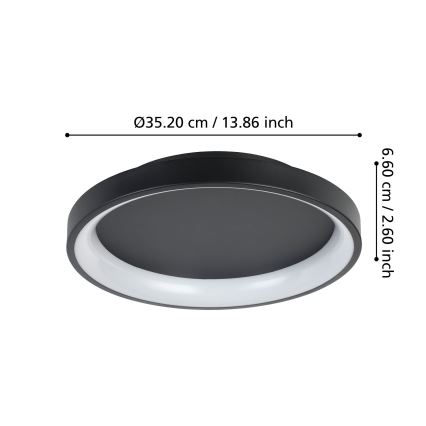 Eglo - LED Dimmable φωτιστικό οροφής LED/12W/230V 2700-6500K μαύρο + τηλεχειριστήριο