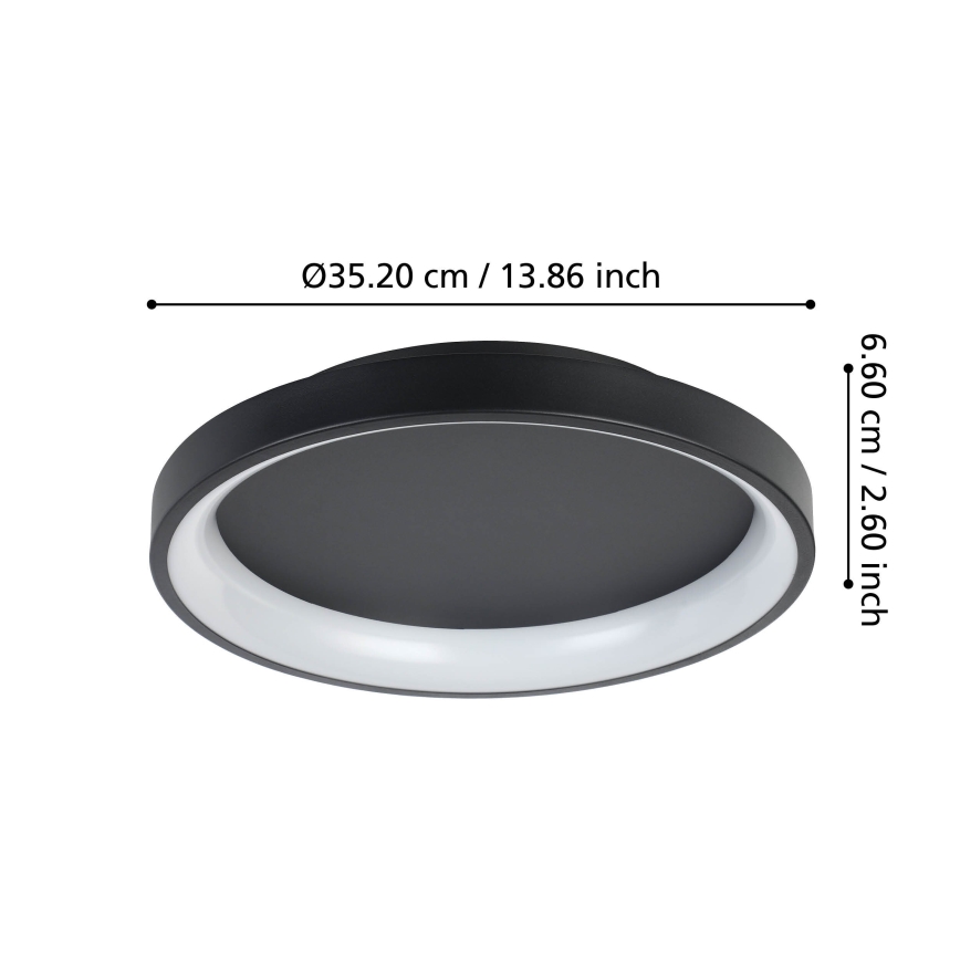 Eglo - LED Dimmable φωτιστικό οροφής LED/12W/230V 2700-6500K μαύρο + τηλεχειριστήριο