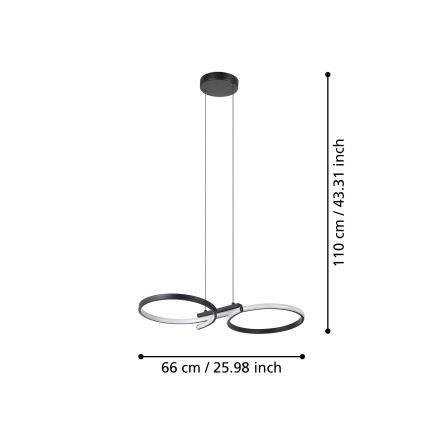 Eglo -  Κρεμαστό φωτιστικό οροφής LED LED/21W/230V 3000K μαύρο