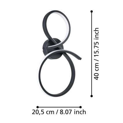 Eglo - Φωτιστικό τοίχου LED LED/11,4W/230V 3000K μαύρο