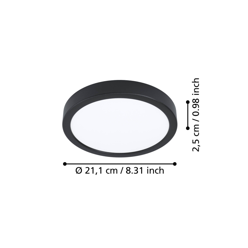 Eglo - Φωτιστικό οροφής LED FUEVA LED/11,5W/230V 2700/4000/6500K, διάμ. 21,1 cm, μαύρο