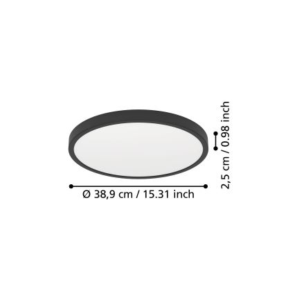 Eglo - Φωτιστικό οροφής LED 17W/230V, 2700/4000/6500K, διάμ. 38,9 εκ., μαύρο
