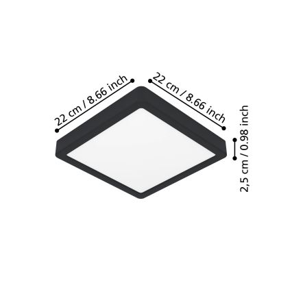 Eglo - LED φωτιστικό οροφής LED/10,5W/230V 2700/4000/6500K 22x22cm μαύρο